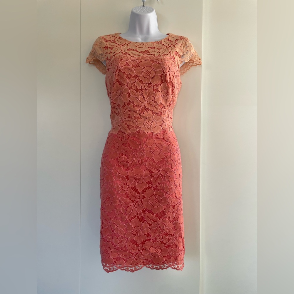 ANTONIO MELANI Coral Lace Hombre Midi Dress
